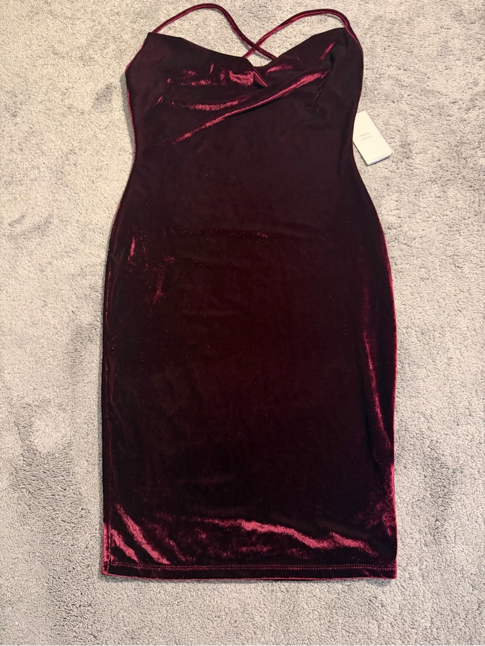 NWT Blashe Velvet Strappy Midi Dress in Burgundy Size Large